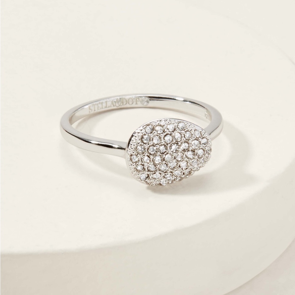 Stella & Dot Silver Ulani Pave Ring - size 9